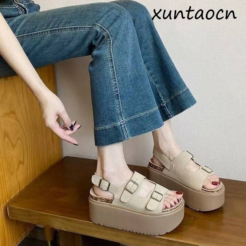 Summer Clothing Korea - Sandálias Femininas de Plataforma com Sola
