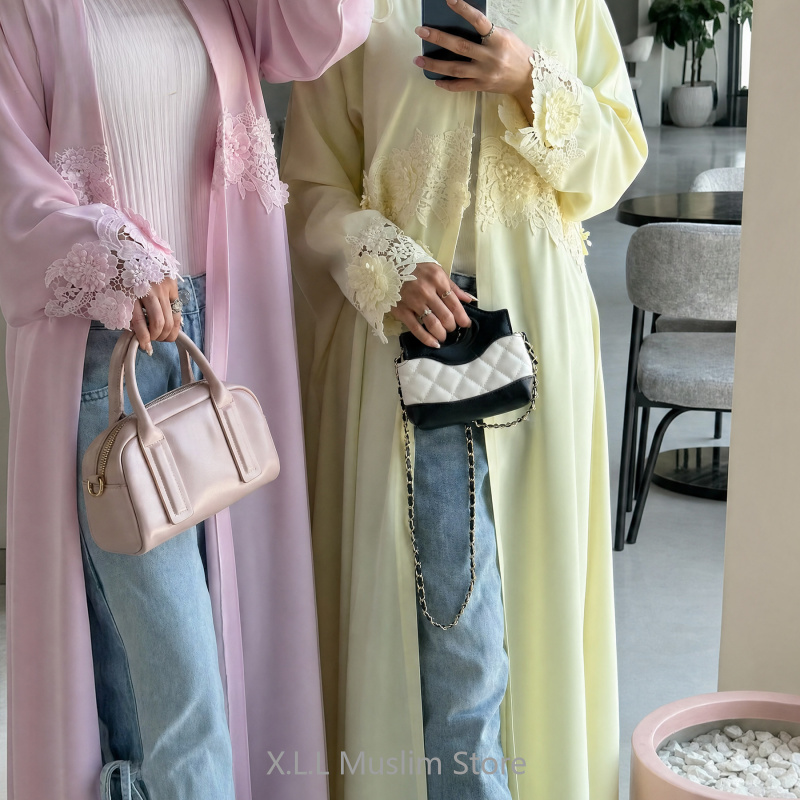 Summer Clothing Hijab - Vestido Abaya Muçulmano Bordado Floral 2026