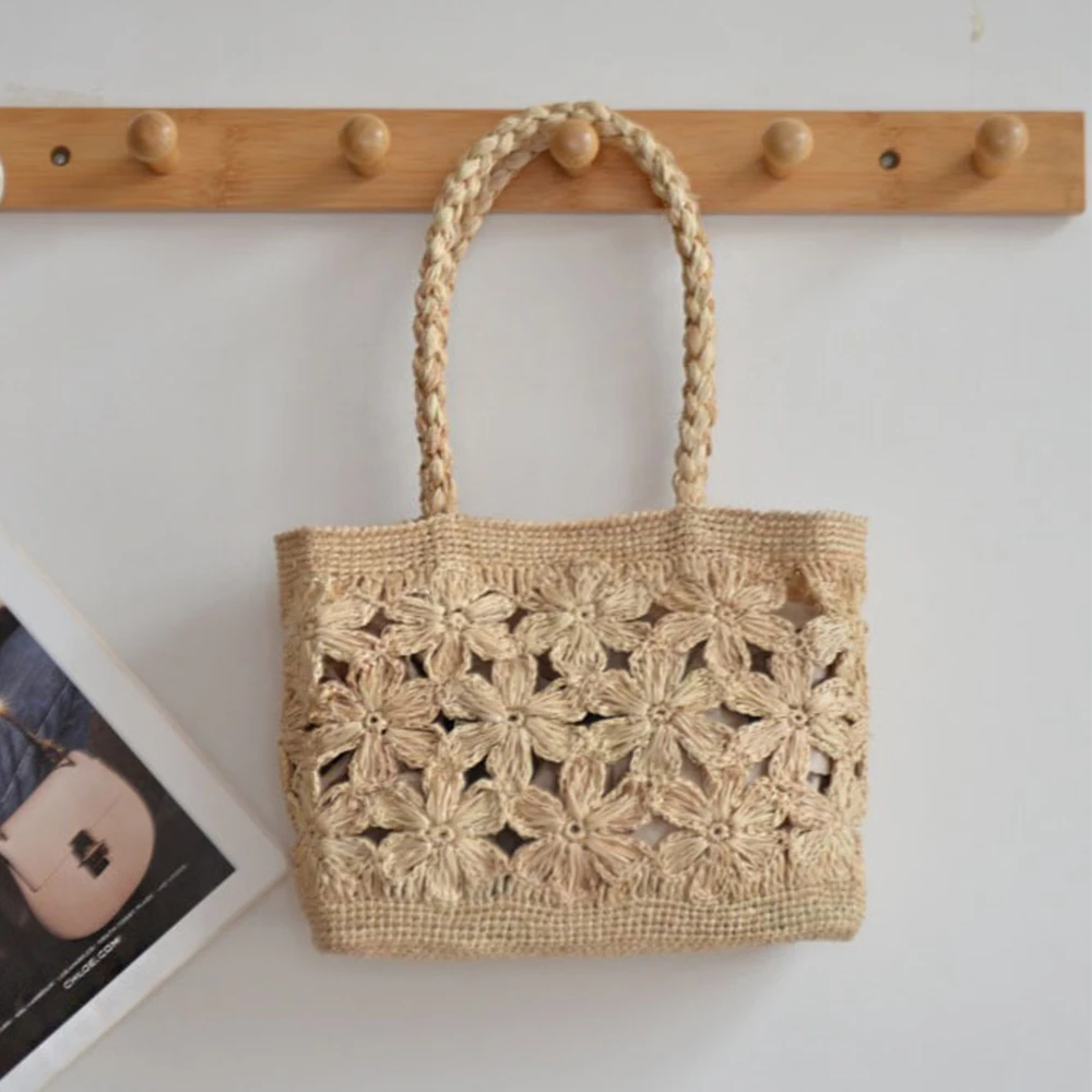 Beach Bag Straw - Boêmio flor saco de palha tote