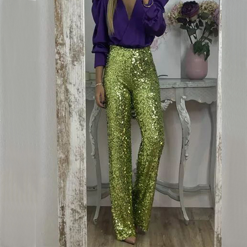 Summer Clothing Wraps - Bkld festa glitter calças casuais fino