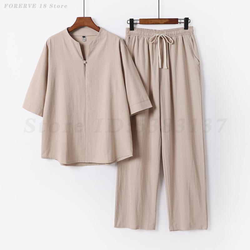 Summer Clothing Men Linen - Conjunto de Verão Novo em Linho