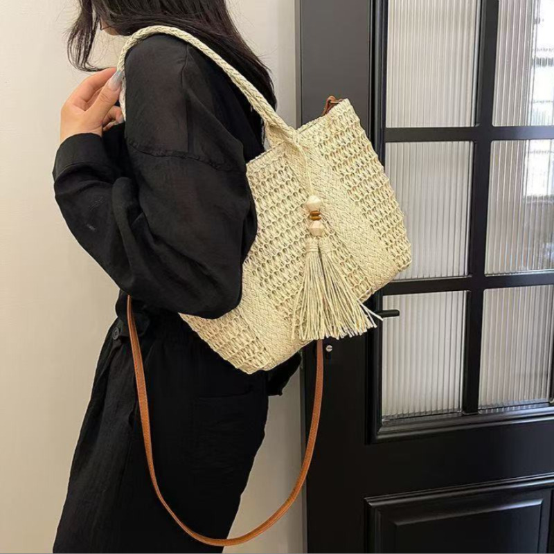 Beach Bag Straw - Bolsa de Palha Trançada para Mulheres,