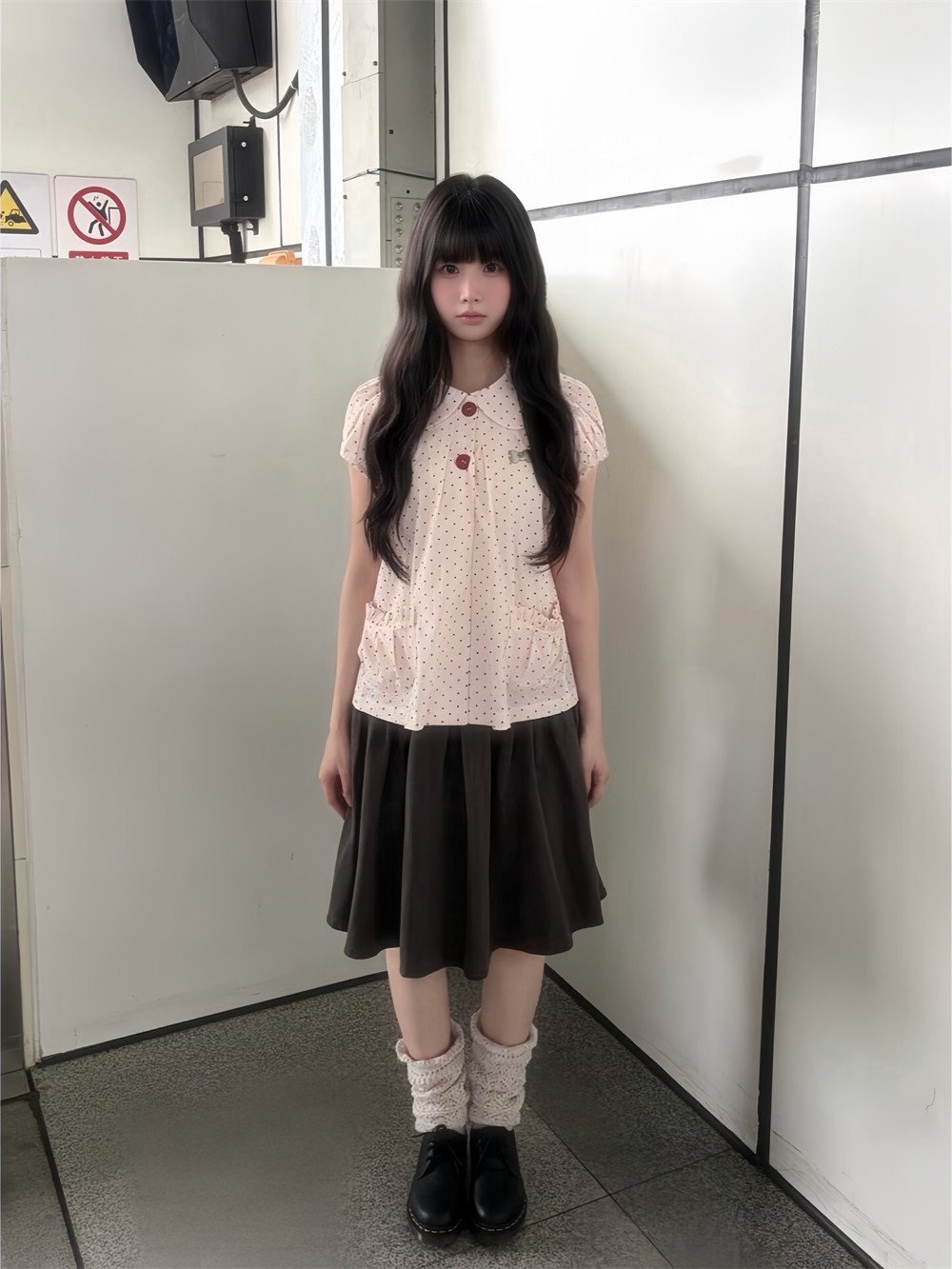 Summer Japanese Clothing - Camisa de manga curta com bolinhas