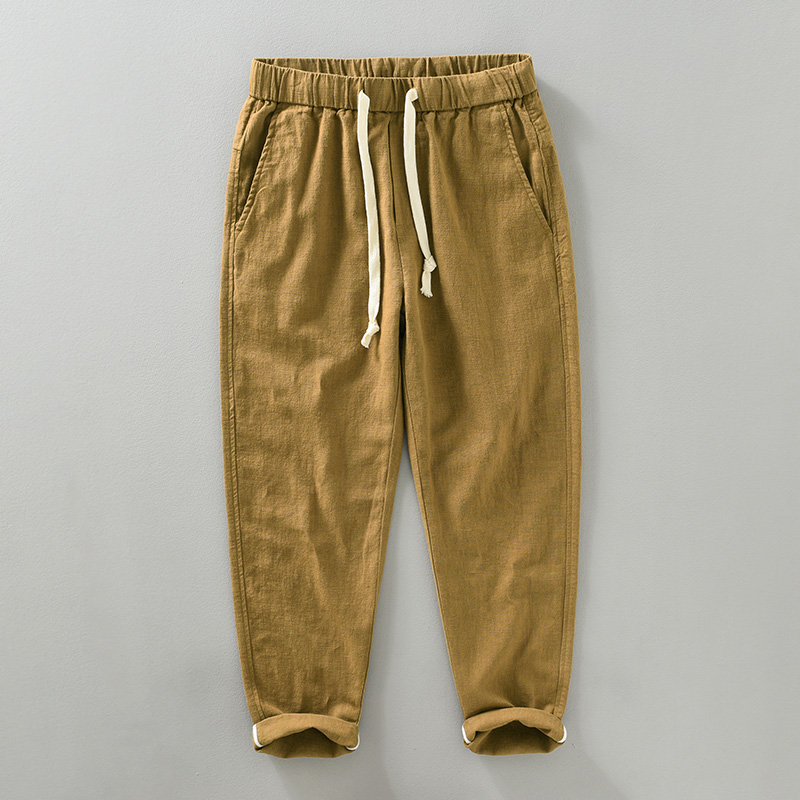 Summer Clothing Men Linen - Calças Casuais de Algodão e Rami