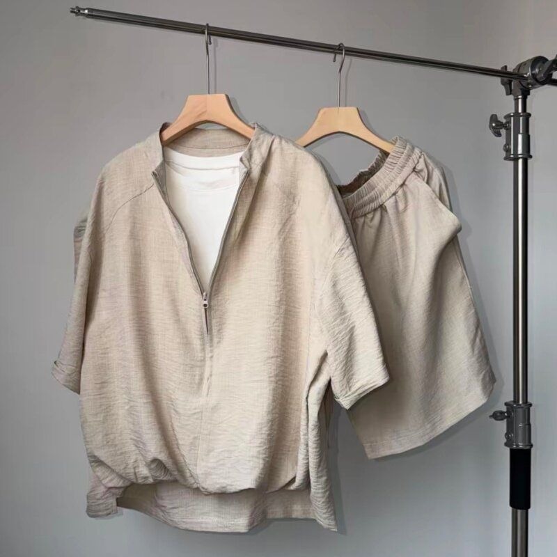 Linen Shorts Men - Conjuntos de Verão Masculinos em Algodão