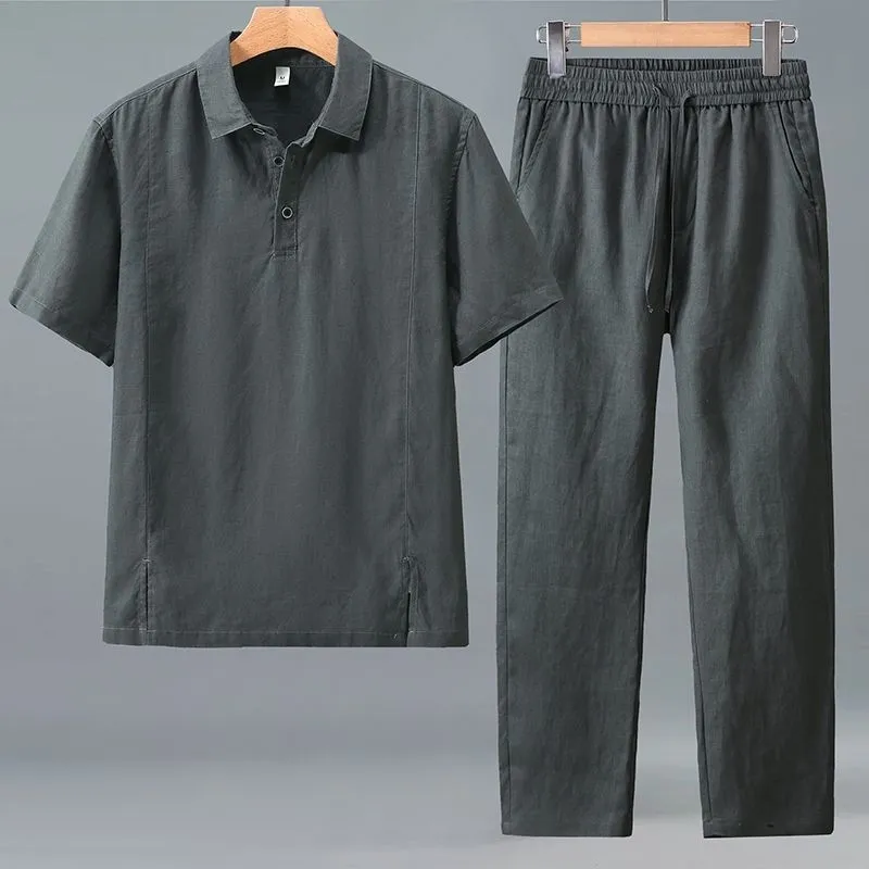 Linen Shorts Men - Conjunto de Verão em Linho para