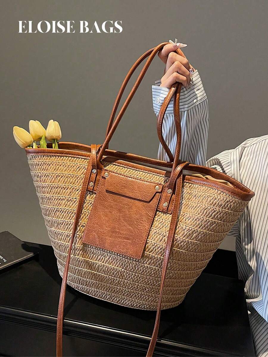 Beach Bag Straw - Bolsa de Ombro Grande de Palha
