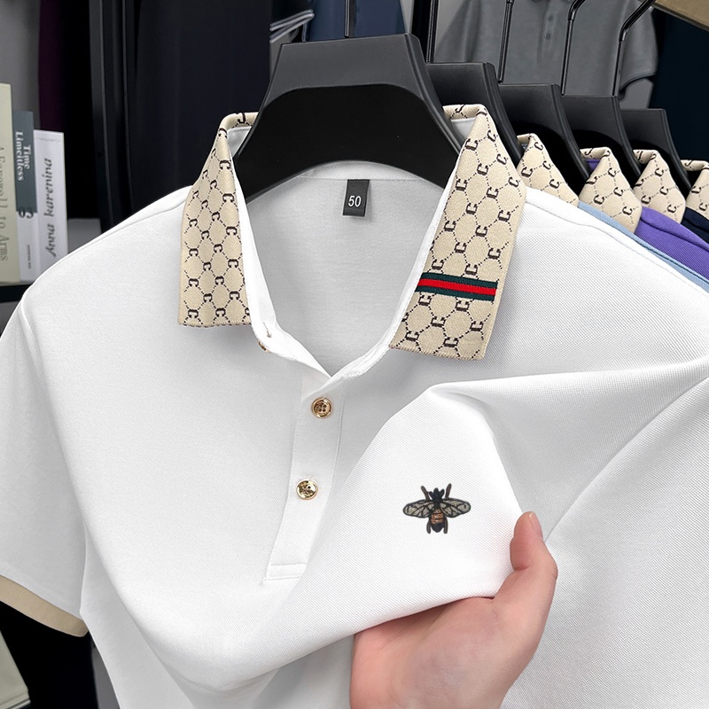 Summer Clothing Men Linen - Camisa Polo Masculina de Luxo de