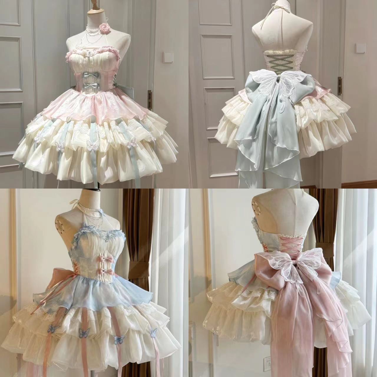 Summer Japanese Clothing - Kawaii arco laço lolita vestido feminino