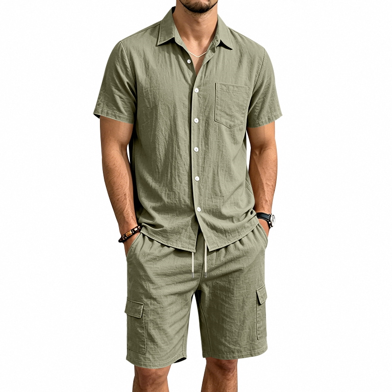 Linen Shorts Men - Conjunto Masculino de Verão em Linho