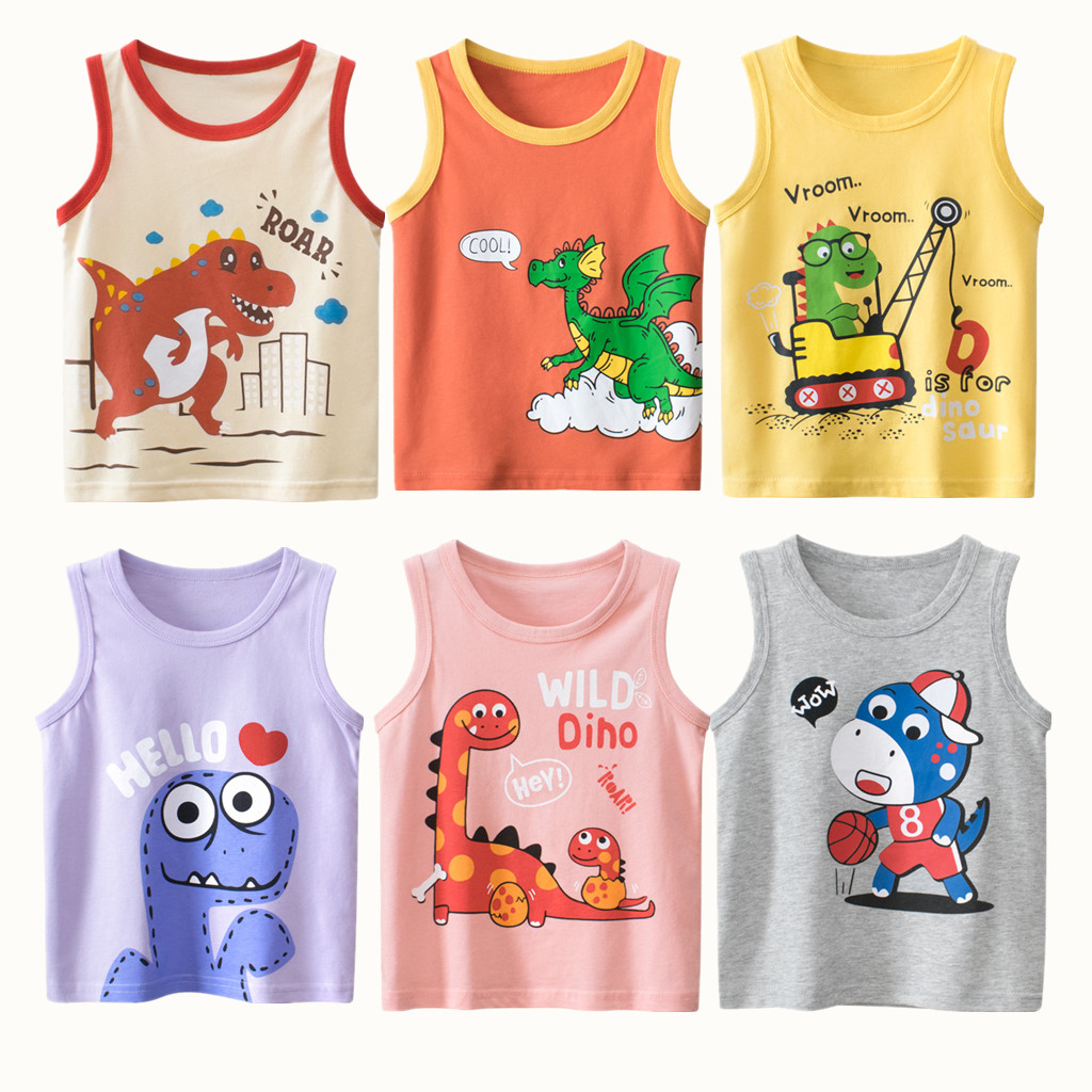Summer Clothing Toddler - Coletes infantis de dinossauro, 100% algodão,