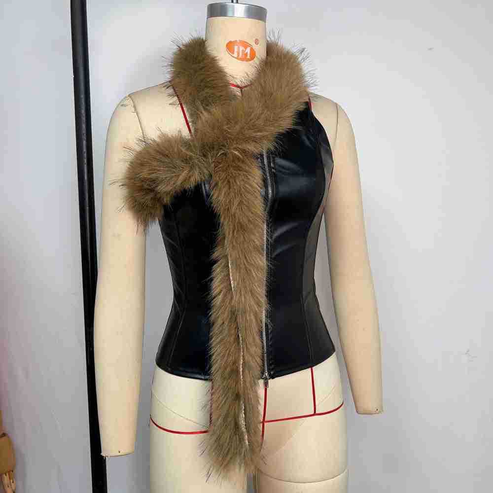 Top Feminino Sexy de Couro PU  - Summer Clothing Wraps avaliação e preço