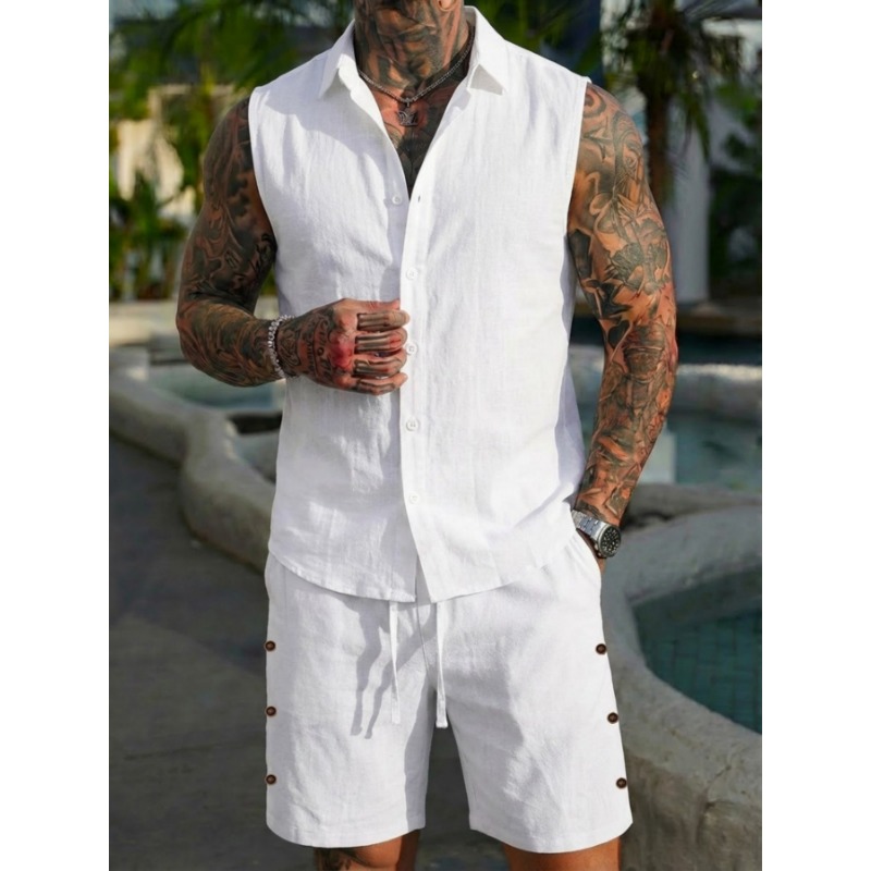 Conjunto Masculino de 2 Peças  - Linen Shorts Men avaliação e preço