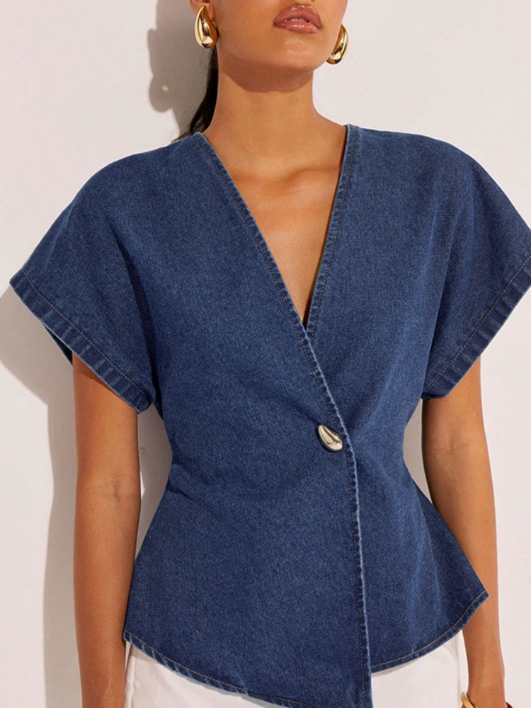 Blusa Feminina Jeans Azul Escu - Summer Clothing Wraps avaliação e preço