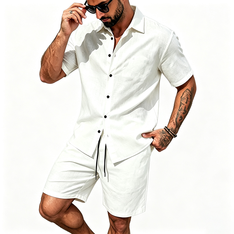 Conjunto Masculino de Linho de - Linen Shorts Men avaliação e preço