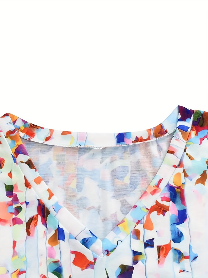 Flor com decote em v feminino  - Summer Clothing Plus Size avaliação e preço