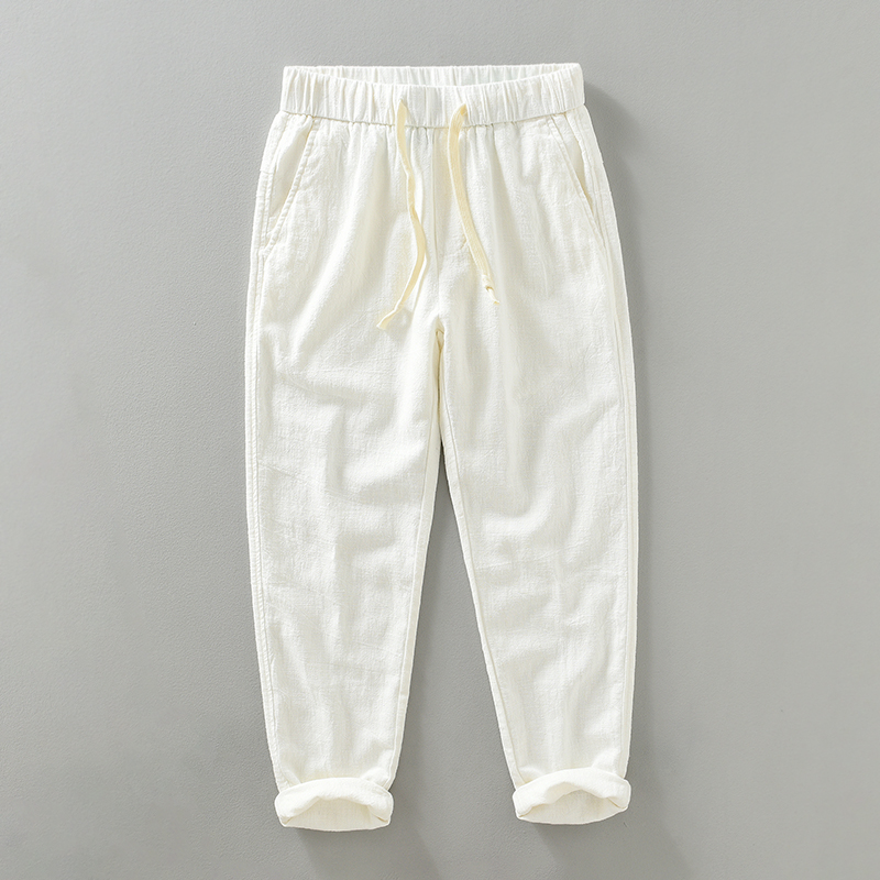 Calças Casuais de Algodão e Ra - Summer Clothing Men Linen avaliação e preço