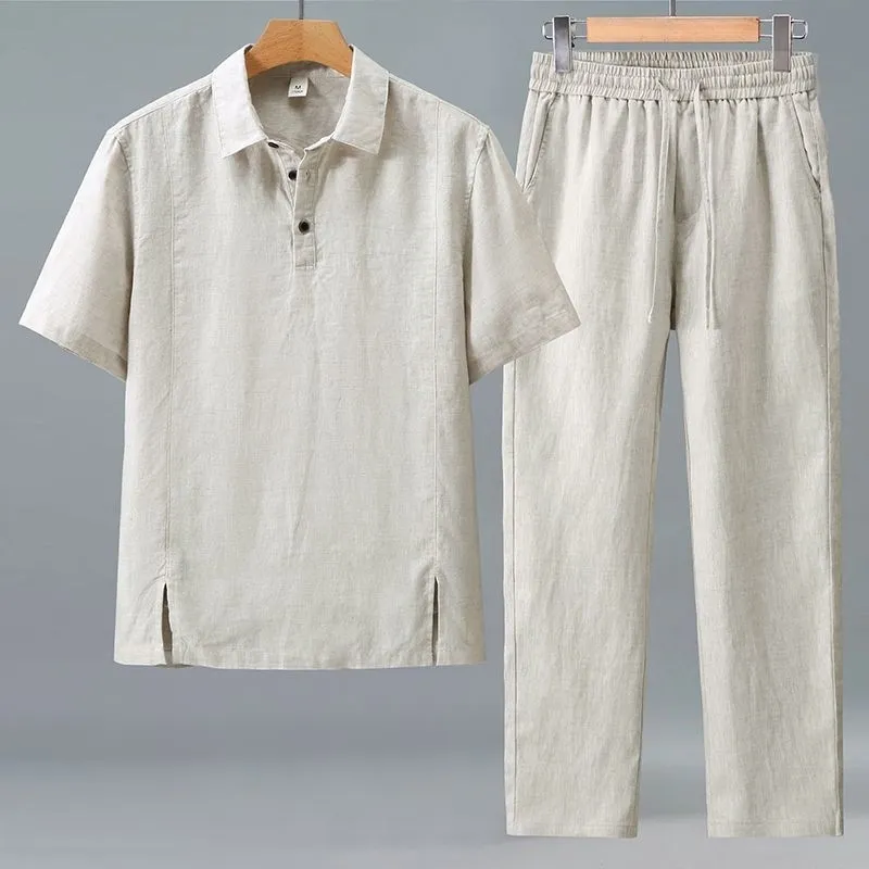 Conjunto de Verão em Linho par - Linen Shorts Men avaliação e preço