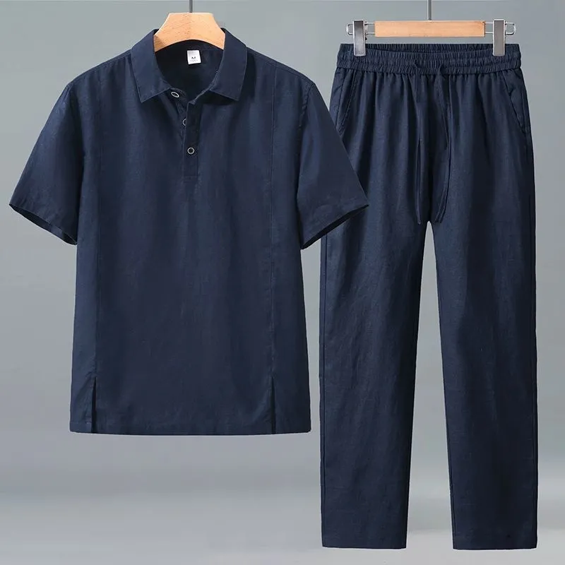 Conjunto de Verão em Linho par - Linen Shorts Men avaliação e preço