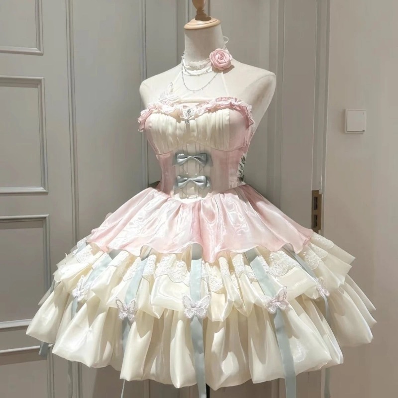 Kawaii arco laço lolita vestid - Summer Japanese Clothing avaliação e preço