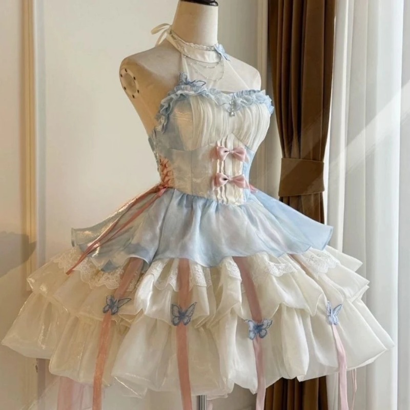 Kawaii arco laço lolita vestid - Summer Japanese Clothing avaliação e preço