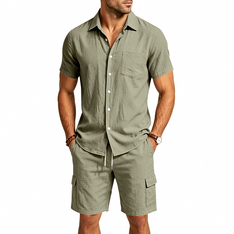 Conjunto Masculino de Verão em - Linen Shorts Men avaliação e preço