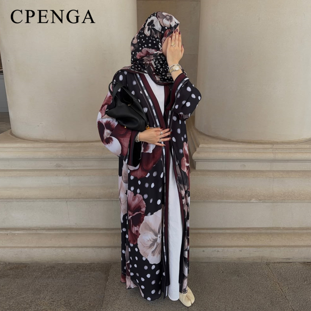 Abaya Floral de Duas Peças com - Summer Clothing Hijab avaliação e preço
